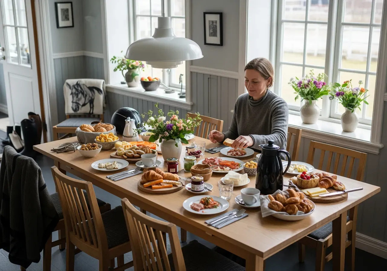 Brunch efter ridtur och blomsterkurs