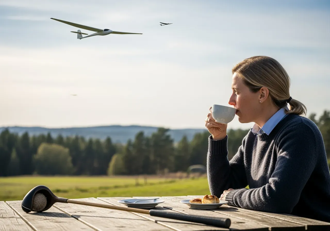 Eftermiddagste efter hickorygolf och segelflyg