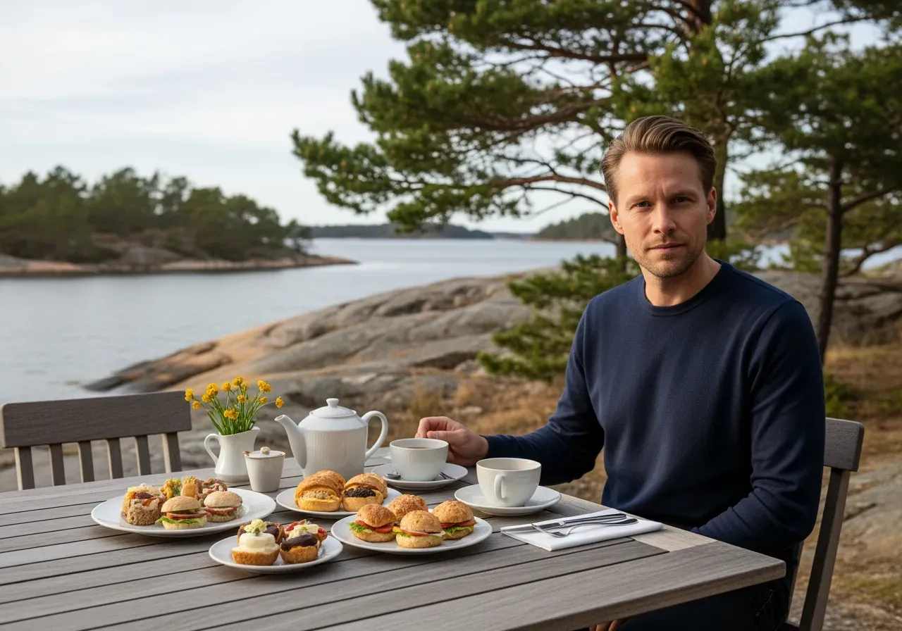 Eftermiddagste efter kaffeprovning i skärgård