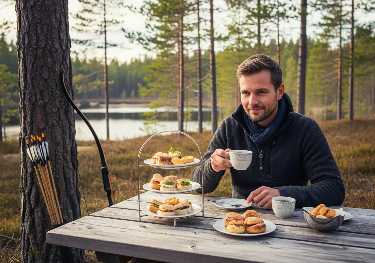 Eftermiddagste efter utbrytningsrum och bågskytte