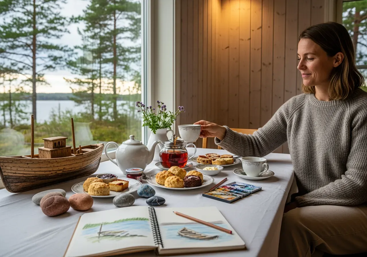 Eftermiddagste efter vattenäventyr och skapande