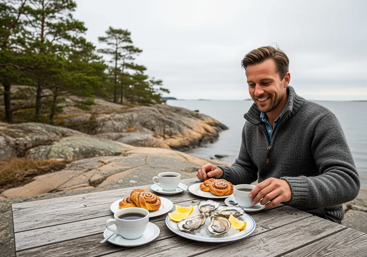 Fika efter ostronsafari för två