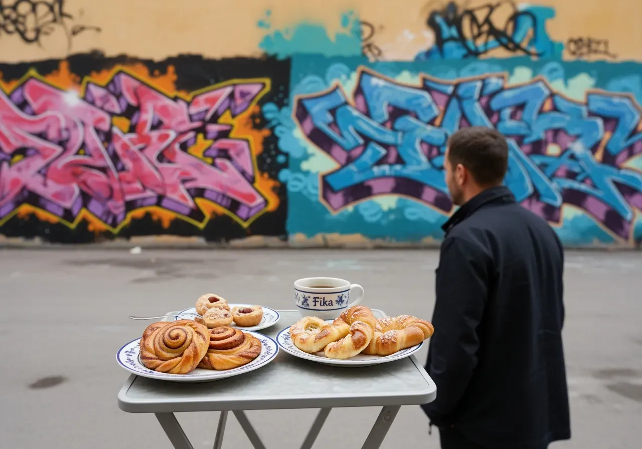 Fika och graffiti i Snösätra