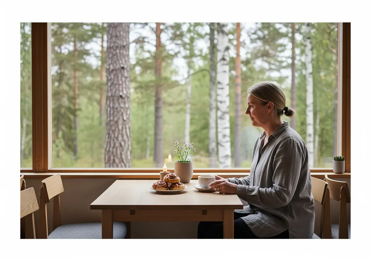 Fika efter upplevelse i lugn miljö