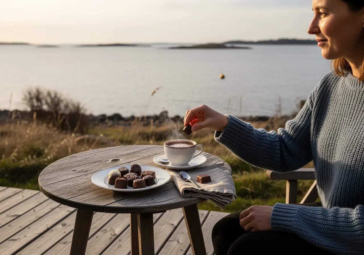 Havsnära eftermiddagschoklad med praliner