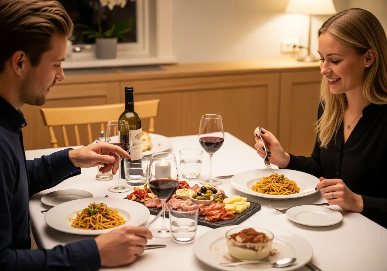 Italiensk dejtkväll med trerätters