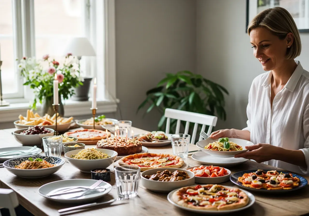 Italiensk familjemat för födelsedag