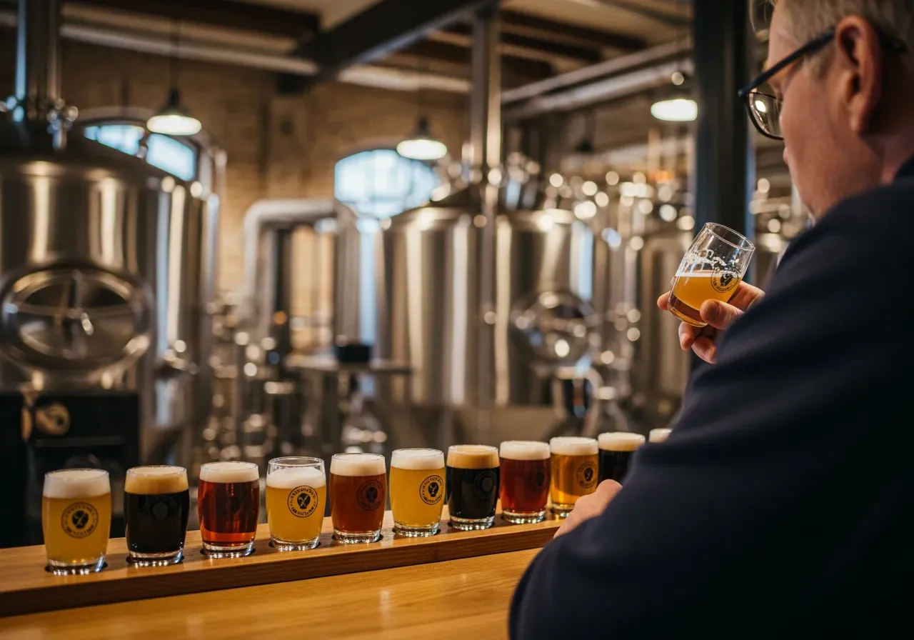Ölprovning på bryggeri i Göteborg