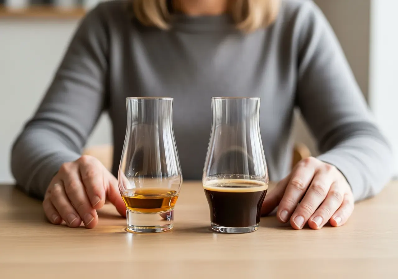 Grappa och kaffe i provningsglas