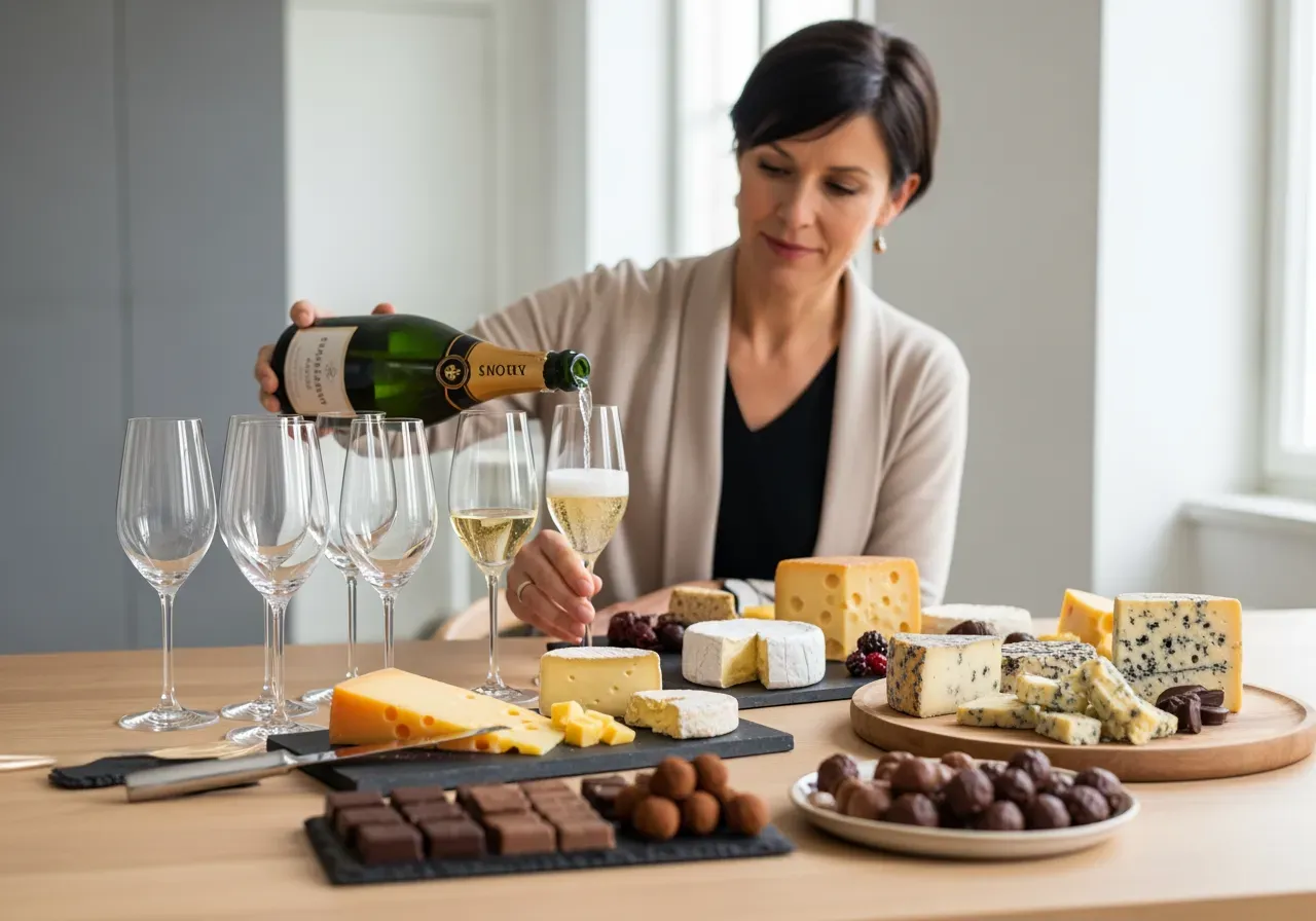 Champagneprovning med ost och choklad